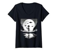 Women's Alien UFOs Area 51 Extraterrestrial Funny Cosmic Encounter V-Neck T-Shirt