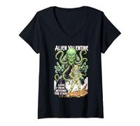 Women's Alien Valentine Funny Science Fiction Vintage Comic Book V-Neck T-Shirt