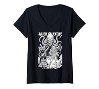 Women's Alien Valentine Funny Science Fiction Vintage Comic Book V-Neck T-Shirt