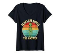 Womens Aliens Are Always The Answer UFO Lover V-Neck T-Shirt