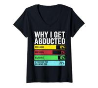 Women's Aliens are Real Funny Why I Get Abducted Galactic Humor V-Neck T-Shirt