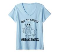 Women's Aliens are Real Off to Commit Abductions Riding Cow Meme V-Neck T-Shirt