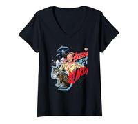Womens Aliens Cat Beard UFO Retro Vintage Funny Adult Humor V-Neck T-Shirt