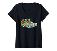 Women's Aliens on Tour in the USA, Funny UFO V-Neck T-Shirt