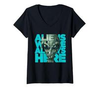 Women's Aliens were Always Here Extraterrestrial UFO V-Neck T-Shirt