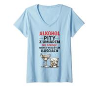 Women's Alkohol Pity Z Umiarem PRL Parodia Humor V-Neck T-Shirt