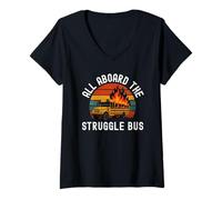 Womens All Aboard The Struggle Bus Funny Struggle Bus Humor V-Neck T-Shirt