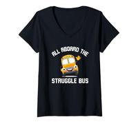 Womens All Aboard The Struggle Bus Funny Struggle Bus Joke V-Neck T-Shirt