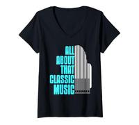 Womens All About That Classic Music for Piano and Keyboard Fans V-Neck T-Shirt