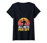 Women's All Bets Par Off Golf Dad Funny Golfer Humor V-Neck T-Shirt