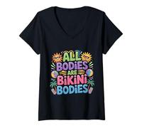 Women's All Bodies are Bikini Bodies Self-Love Beach Mindset - V-Neck T-Shirt