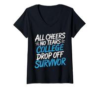Womens All Cheers No Tears College Drop Off Survivor - V-Neck T-Shirt