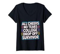 Womens All Cheers No Tears College Drop Off Survivor - V-Neck T-Shirt