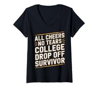 Womens All Cheers No Tears College Drop Off Survivor - V-Neck T-Shirt