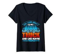 Women's All I Care About is My Truck Funny Driver V-Neck T-Shirt