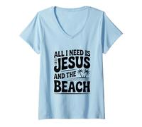 Women's All I Need is Jesus and The Beach V-Neck T-Shirt