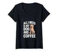 Women's All I Need is My Dog and Coffee Lover Life V-Neck T-Shirt