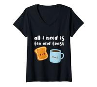 Womens All I Need is Tea and Toast tea and toast eternal love Tea V-Neck T-Shirt