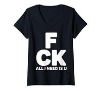 Women's All I Need is U Romantic Couples V-Neck T-Shirt