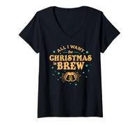 Womens All I Want for Christmas is Brew V-Neck T-Shirt