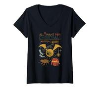 Womens All I Want for Christmas Magic Fantasy V-Neck T-Shirt