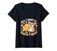 Womens All I Want is Cheese and Quiet Introvert Dairy - V-Neck T-Shirt