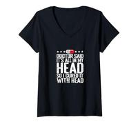 Women's All in My Head Placebo Humor V-Neck T-Shirt