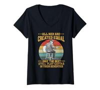 Women's All Men are Created Equal The Best Play Guitar Seventies 70s V-Neck T-Shirt