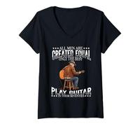 Women's All Men are Created Equal The Best Play Guitar Seventies 70s V-Neck T-Shirt