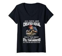 Women's All Men are Created Equal The Best Turn Wrenches Seventies V-Neck T-Shirt