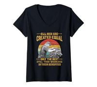 Women's All Men are Created Equal The Best Turn Wrenches Seventies V-Neck T-Shirt