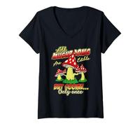 Women's All Mushrooms are Edible But Some Only Once Mushroom V-Neck T-Shirt