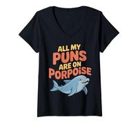 Womens All My Puns are On Porpoise Marine Animal Wordplay |- V-Neck T-Shirt
