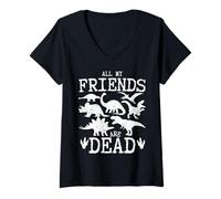 Womens All of My Friends are Dead - Funny Palaeontology V-Neck T-Shirt