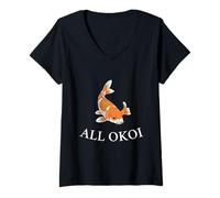Women's All Okoi - Funny Koi Fish Lover Gift for Pond Keepers V-Neck T-Shirt