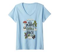 Women's All Plants are Edible Some Only Once V-Neck T-Shirt