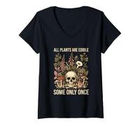 Women's All Plants are Edible Some Only Once V-Neck T-Shirt