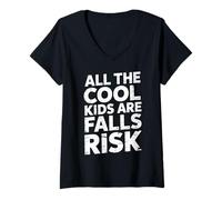 Womens All The Cool Kids are Falls Risk Clumsy People - V-Neck T-Shirt