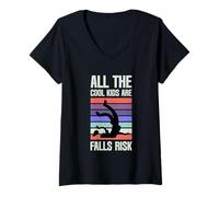 Womens All The Cool Kids are Falls Risk Clumsy People - V-Neck T-Shirt