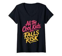 Womens All The Cool Kids are Falls Risk Clumsy People - V-Neck T-Shirt