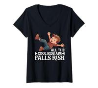 Womens All The Cool Kids Are Falls Risk Clumsy People -- V-Neck T-Shirt