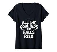 Womens All The Cool Kids are Falls Risk Clumsy People - V-Neck T-Shirt