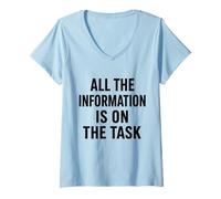 Women's All The Information is On The Task Funny Project Management V-Neck T-Shirt