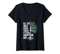 Womens All The Wait Ends Today It's Finally Adoption Day Adopted V-Neck T-Shirt