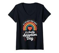 Womens All The Wait Ends Today It's Finally Adoption Day V-Neck T-Shirt