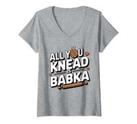 Womens All You Knead Is Babka Funny Jewish Food V-Neck T-Shirt