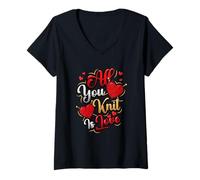 Womens All You Knit is Love Knitting V-Neck T-Shirt