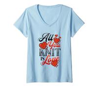 Womens All You Knit is Love Knitting V-Neck T-Shirt