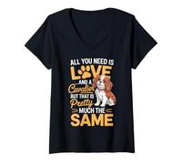 Womens All You Need is Love and a Cavalier for Dog Lovers Fun V-Neck T-Shirt