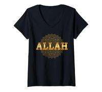 Women's Allah Arabic Mandala Islamic Art for Muslim V-Neck T-Shirt
